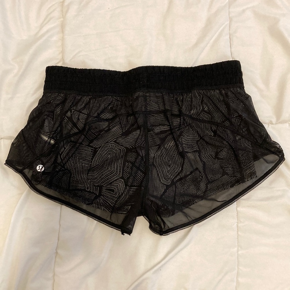 Rare! Lululemon Meshed Up Short Black x White Built-in Liner / Black Mesh Size 8